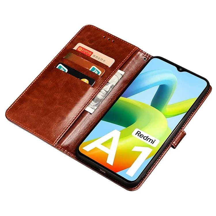 IDEWEI for Xiaomi 12T 5G / Redmi K50 Ultra 5G Phone Case Foldable Stand Crazy Horse Textured Phone Cover with Wallet - Brown