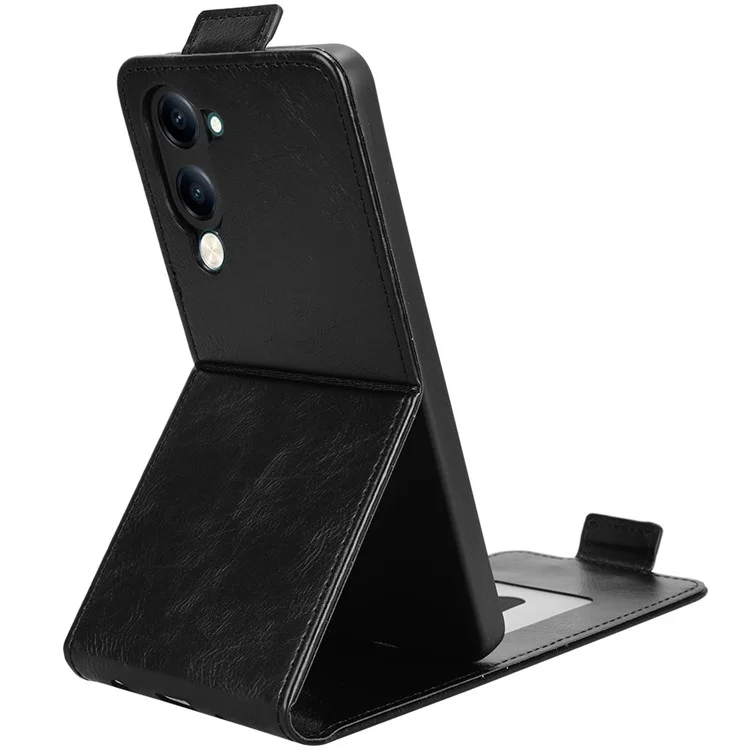 Capa para vivo Y04 4G / Y29s 5G com Suporte, Fecho Magnético, Flip Vertical em Couro com Porta-cartões - Preto