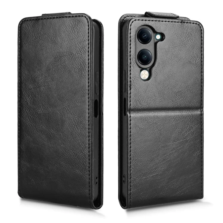 Capa para vivo Y04 4G / Y29s 5G com Suporte, Fecho Magnético, Flip Vertical em Couro com Porta-cartões - Preto