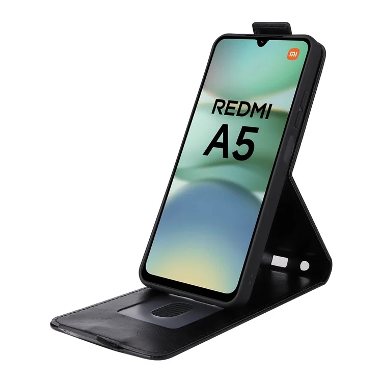Funda con Soporte para Xiaomi Redmi A5 NFC (173,45 mm) con Cierre Magnético, Tapa Vertical de Cuero con Tarjetero - Negro