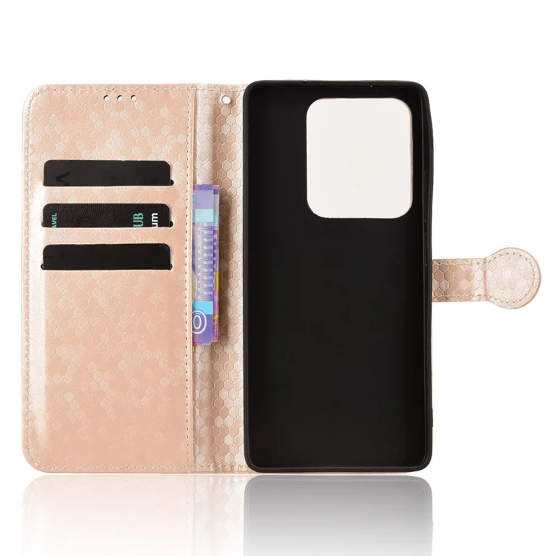 For Xiaomi Redmi Note 14S 4G Wallet Case Dot Pattern Imprint PU Leather Phone Cover - Rose Gold