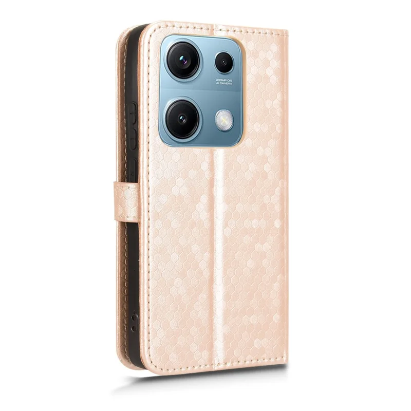 For Xiaomi Redmi Note 14S 4G Wallet Case Dot Pattern Imprint PU Leather Phone Cover - Rose Gold