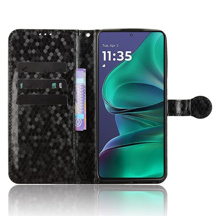 For Motorola Moto G Stylus 5G (2025)  /  Edge 60 Stylus 5G Wallet Case Dot Pattern Imprint PU Leather Phone Cover - Black