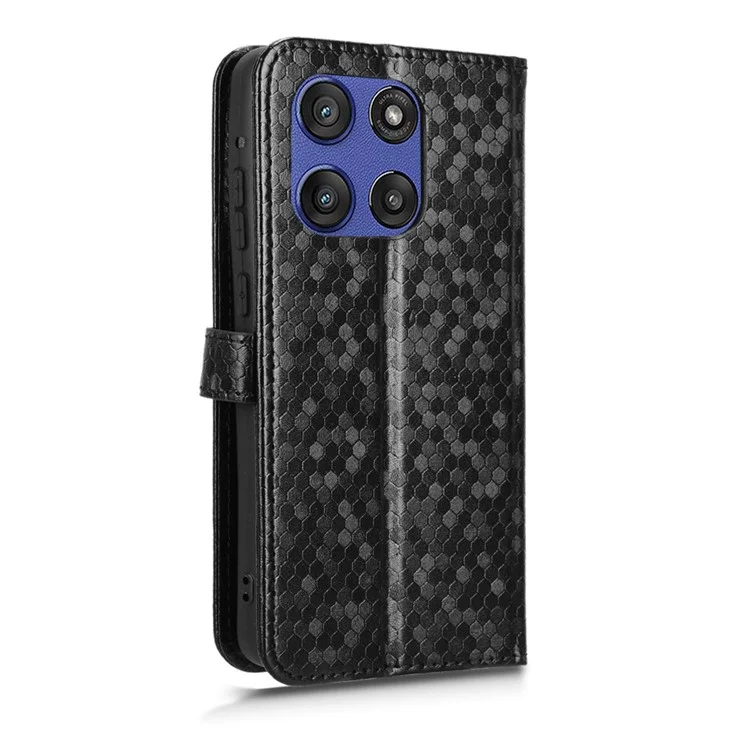 For Motorola Moto G Stylus 5G (2025)  /  Edge 60 Stylus 5G Wallet Case Dot Pattern Imprint PU Leather Phone Cover - Black