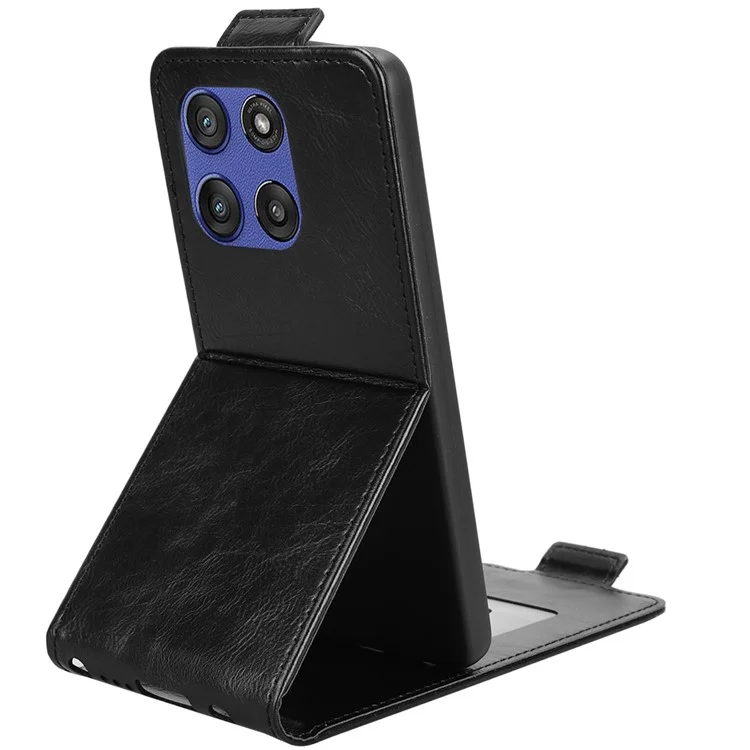 For Motorola Moto G Stylus 5G (2025)  /  Edge 60 Stylus 5G Stand Case Magnetic Clasp Vertical Flip Leather Phone Cover with Card Holder - Black