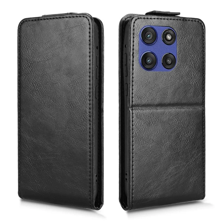 For Motorola Moto G Stylus 5G (2025)  /  Edge 60 Stylus 5G Stand Case Magnetic Clasp Vertical Flip Leather Phone Cover with Card Holder - Black