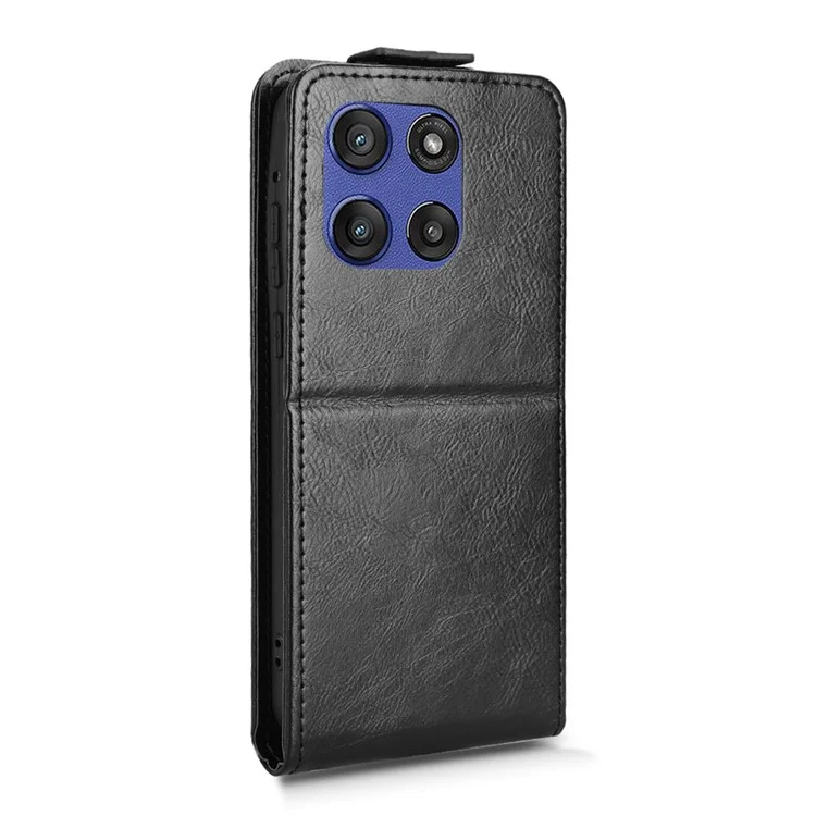 For Motorola Moto G Stylus 5G (2025)  /  Edge 60 Stylus 5G Stand Case Magnetic Clasp Vertical Flip Leather Phone Cover with Card Holder - Black