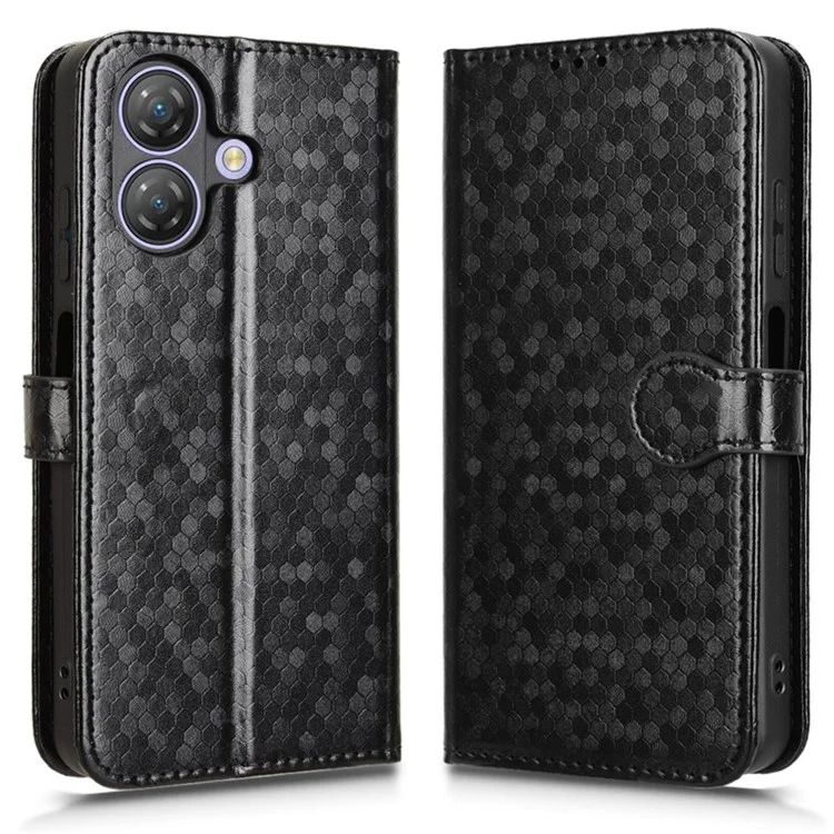 For Ulefone Note 21 Wallet Case Dot Pattern Imprint PU Leather Phone Cover - Black