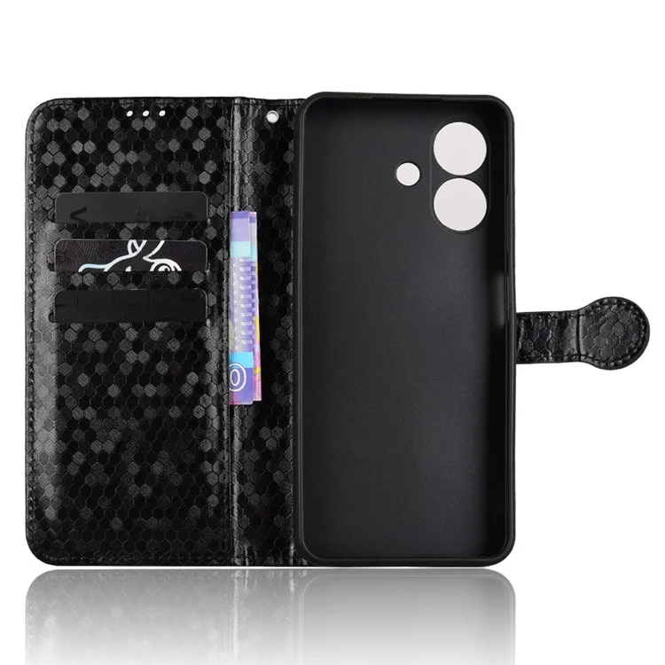 For Ulefone Note 21 Wallet Case Dot Pattern Imprint PU Leather Phone Cover - Black