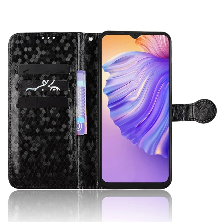 For Ulefone Note 21 Wallet Case Dot Pattern Imprint PU Leather Phone Cover - Black