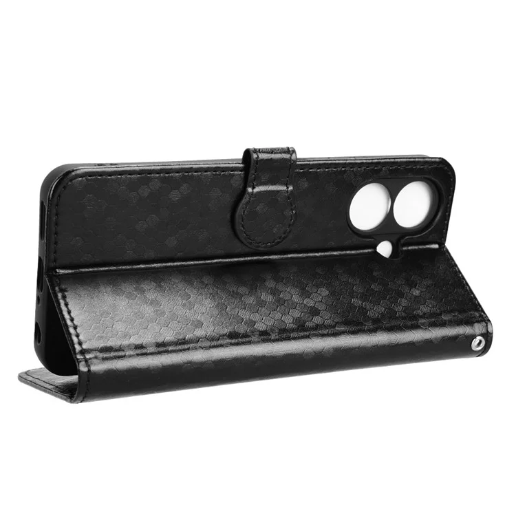 For Ulefone Note 21 Wallet Case Dot Pattern Imprint PU Leather Phone Cover - Black