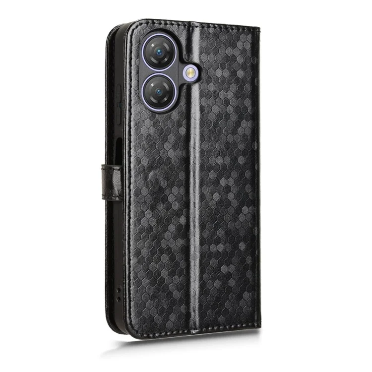 For Ulefone Note 21 Wallet Case Dot Pattern Imprint PU Leather Phone Cover - Black