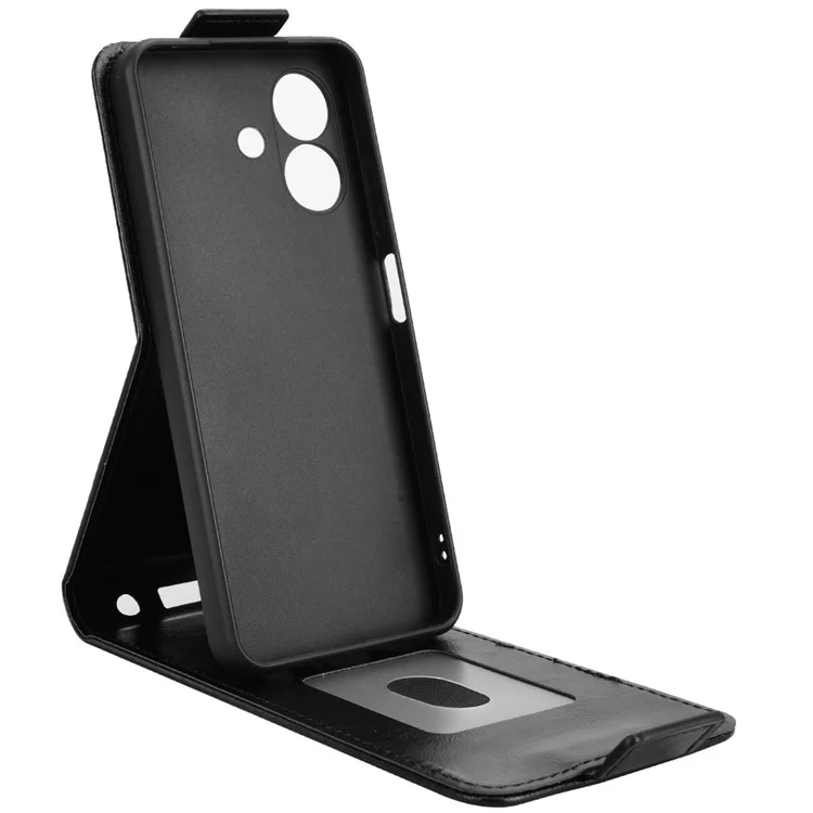 For Ulefone Note 21 Stand Case Magnetic Clasp Vertical Flip Leather Phone Cover with Card Holder - Black