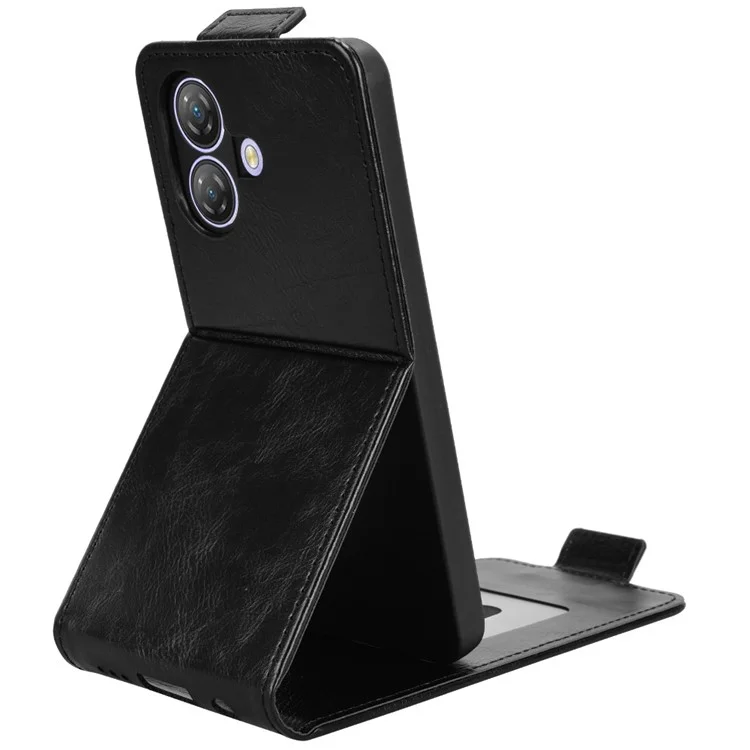 For Ulefone Note 21 Stand Case Magnetic Clasp Vertical Flip Leather Phone Cover with Card Holder - Black