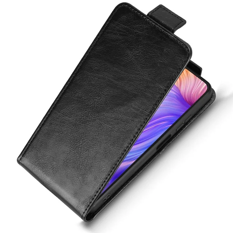 For Ulefone Note 21 Stand Case Magnetic Clasp Vertical Flip Leather Phone Cover with Card Holder - Black