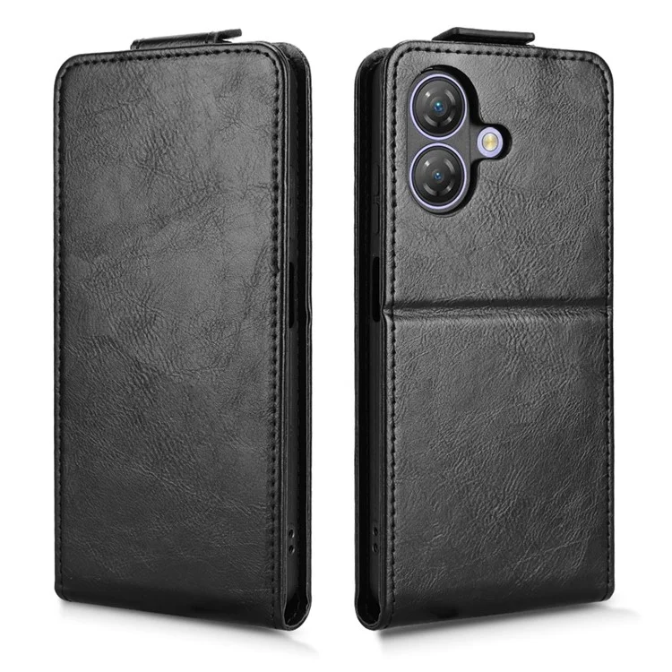 For Ulefone Note 21 Stand Case Magnetic Clasp Vertical Flip Leather Phone Cover with Card Holder - Black