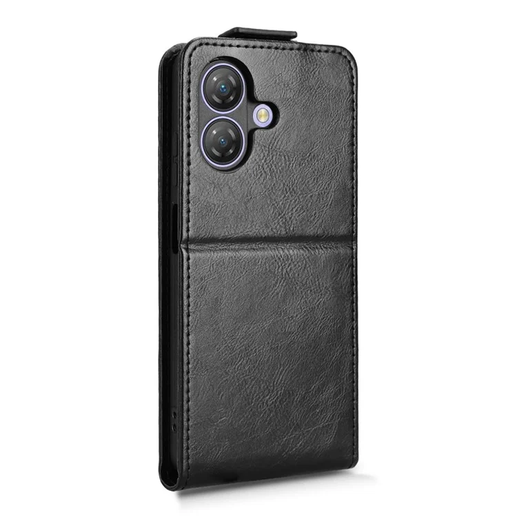 For Ulefone Note 21 Stand Case Magnetic Clasp Vertical Flip Leather Phone Cover with Card Holder - Black