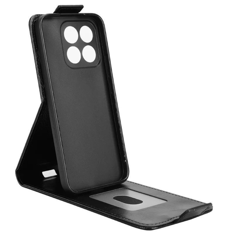 For Honor X8c 4G Stand Case Magnetic Clasp Vertical Flip Leather Phone Cover with Card Holder - Black