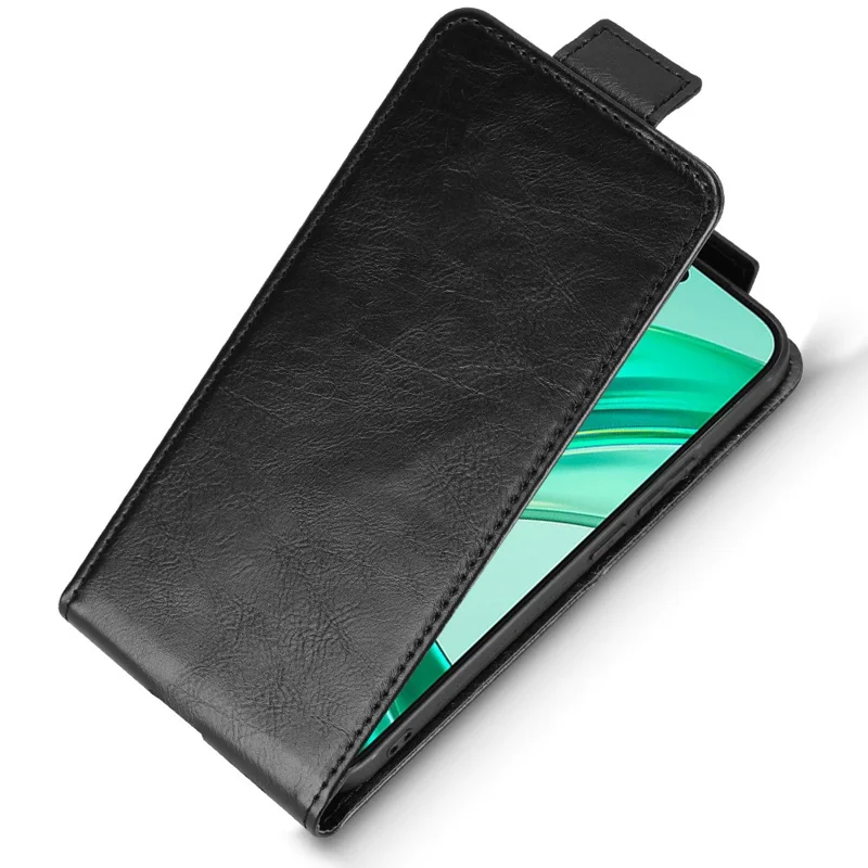 For Honor X8c 4G Stand Case Magnetic Clasp Vertical Flip Leather Phone Cover with Card Holder - Black