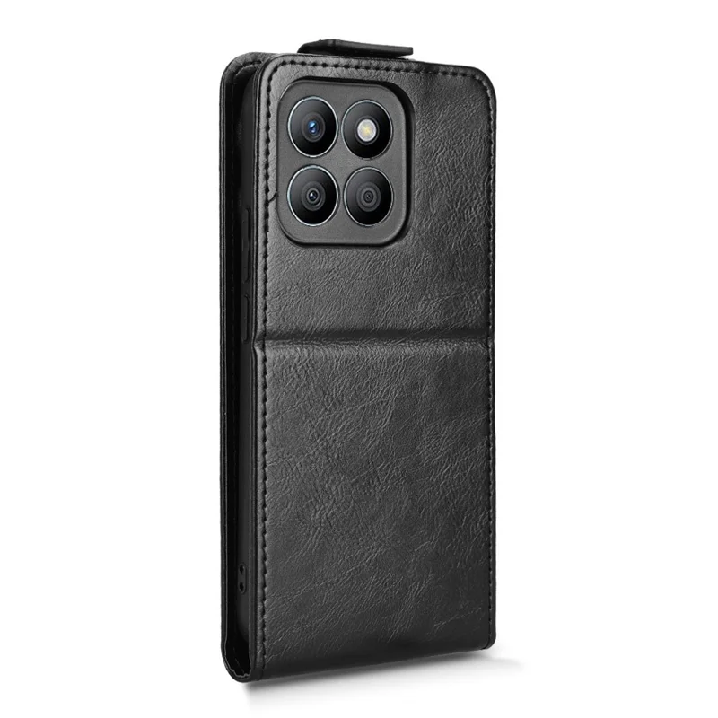 For Honor X8c 4G Stand Case Magnetic Clasp Vertical Flip Leather Phone Cover with Card Holder - Black