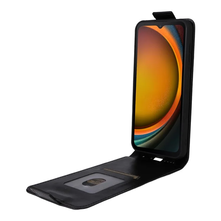 Für Samsung Galaxy XCover7 Pro Ständer Hülle Magnetverschluss Vertikale Flip Ledertasche mit Kartenhalter - Schwarz