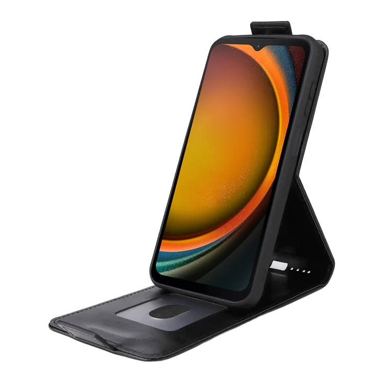 Für Samsung Galaxy XCover7 Pro Ständer Hülle Magnetverschluss Vertikale Flip Ledertasche mit Kartenhalter - Schwarz