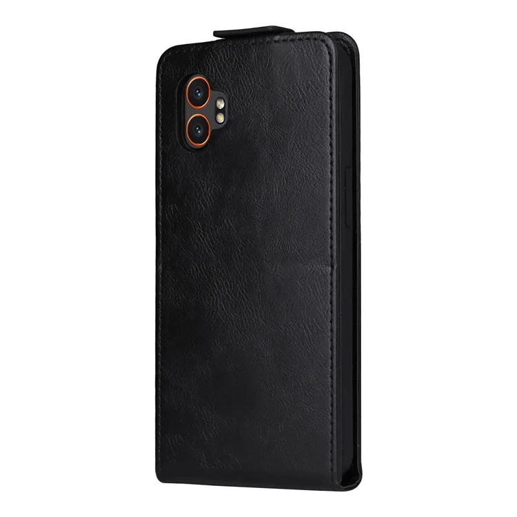 Für Samsung Galaxy XCover7 Pro Ständer Hülle Magnetverschluss Vertikale Flip Ledertasche mit Kartenhalter - Schwarz