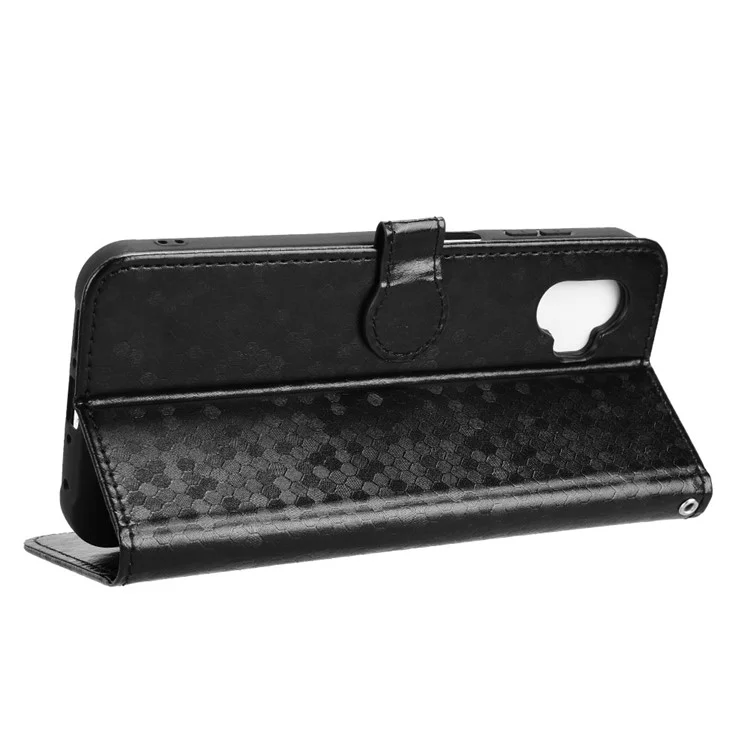 Für Samsung Galaxy XCover7 Pro Brieftasche Handyhülle mit Punktmuster-Prägung aus PU-Leder - Schwarz