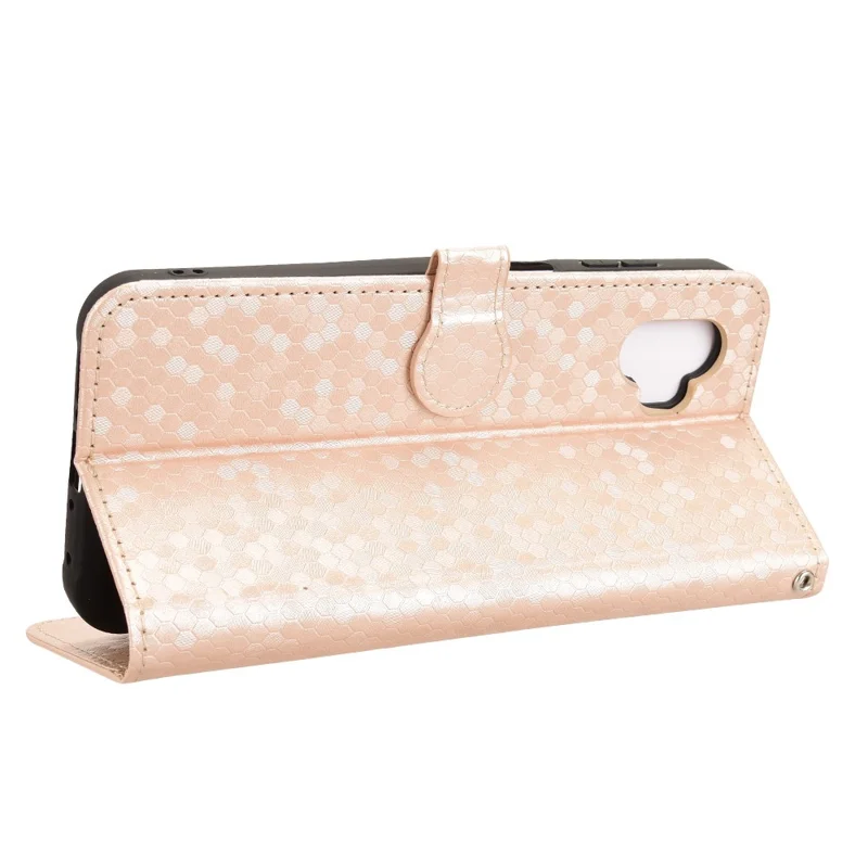 For Samsung Galaxy XCover7 Pro Wallet Case Dot Pattern Imprint PU Leather Phone Cover - Rose Gold