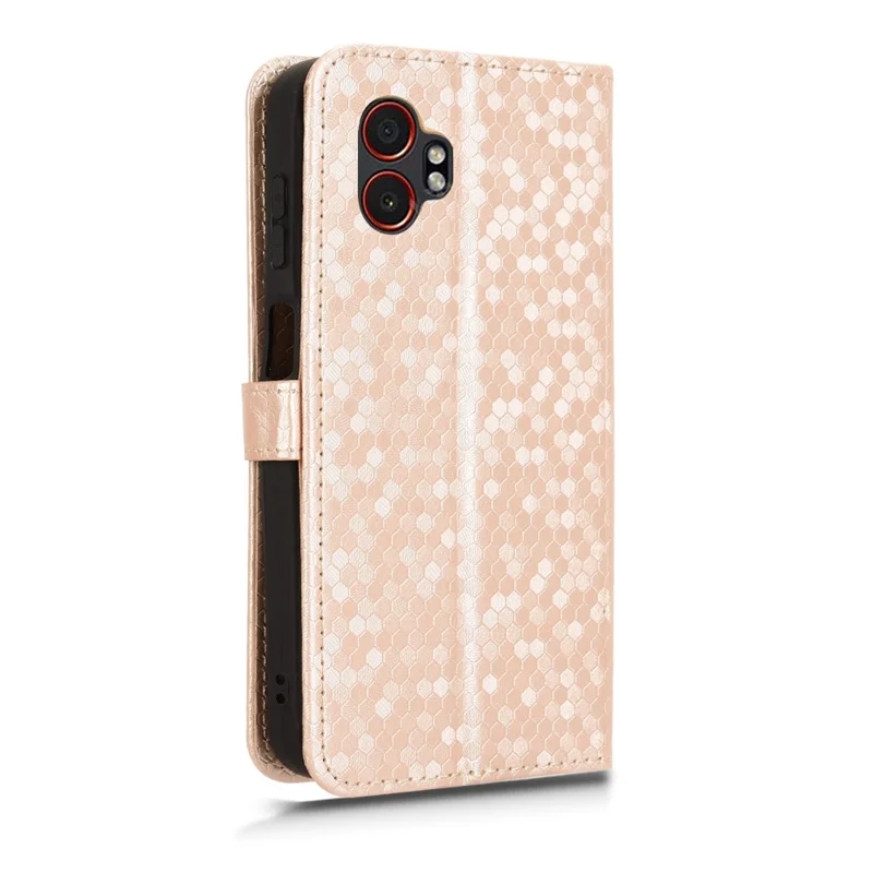 For Samsung Galaxy XCover7 Pro Wallet Case Dot Pattern Imprint PU Leather Phone Cover - Rose Gold