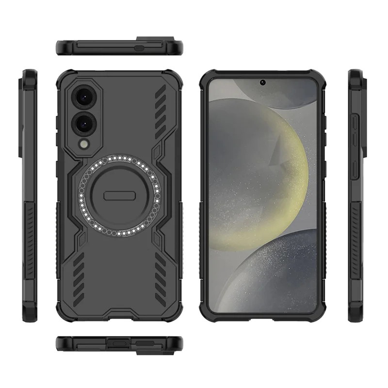 For Samsung Galaxy S25 Edge Magnetic Case Butterfly Armor Hollow Heat Dissipation PC + TPU Phone Cover - Black