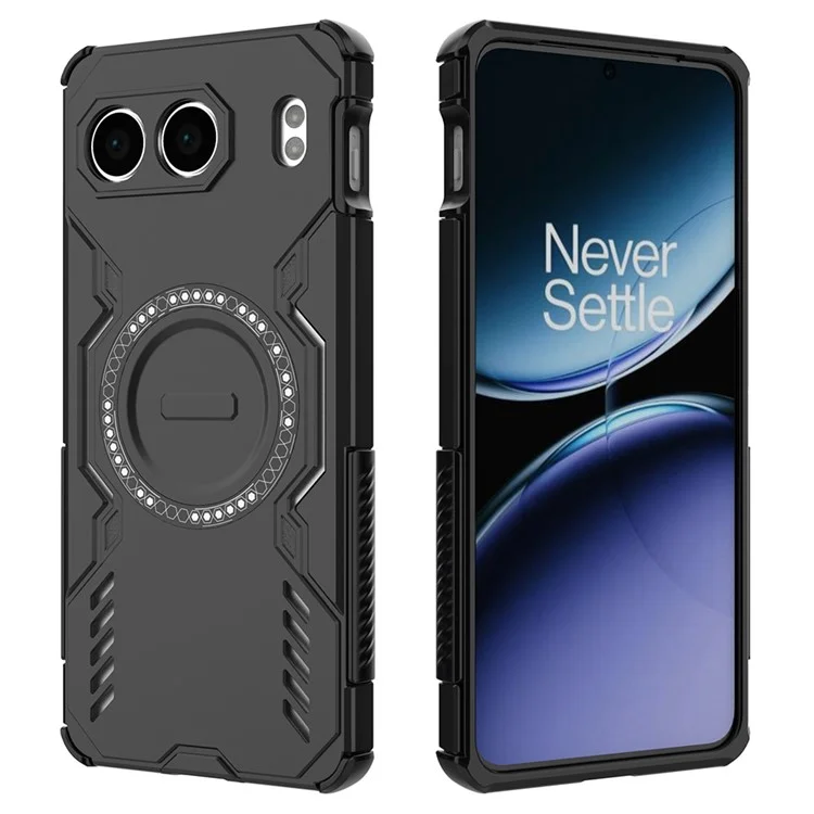 For OnePlus Nord 4 Magnetic Case Butterfly Armor Hollow Heat Dissipation PC + TPU Phone Cover - Black