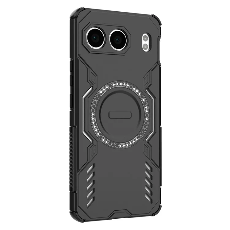 For OnePlus Nord 4 Magnetic Case Butterfly Armor Hollow Heat Dissipation PC + TPU Phone Cover - Black