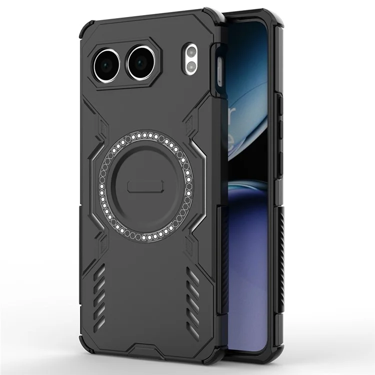 For OnePlus Nord 4 Magnetic Case Butterfly Armor Hollow Heat Dissipation PC + TPU Phone Cover - Black