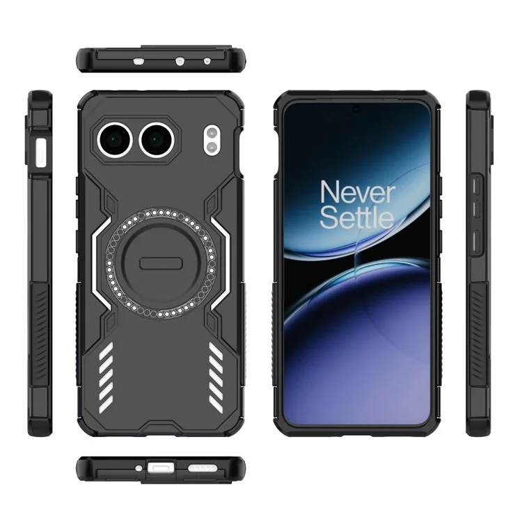 For OnePlus Nord 4 Magnetic Case Butterfly Armor Hollow Heat Dissipation PC + TPU Phone Cover - Black