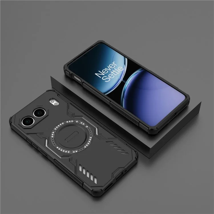For OnePlus Nord 4 Magnetic Case Butterfly Armor Hollow Heat Dissipation PC + TPU Phone Cover - Black