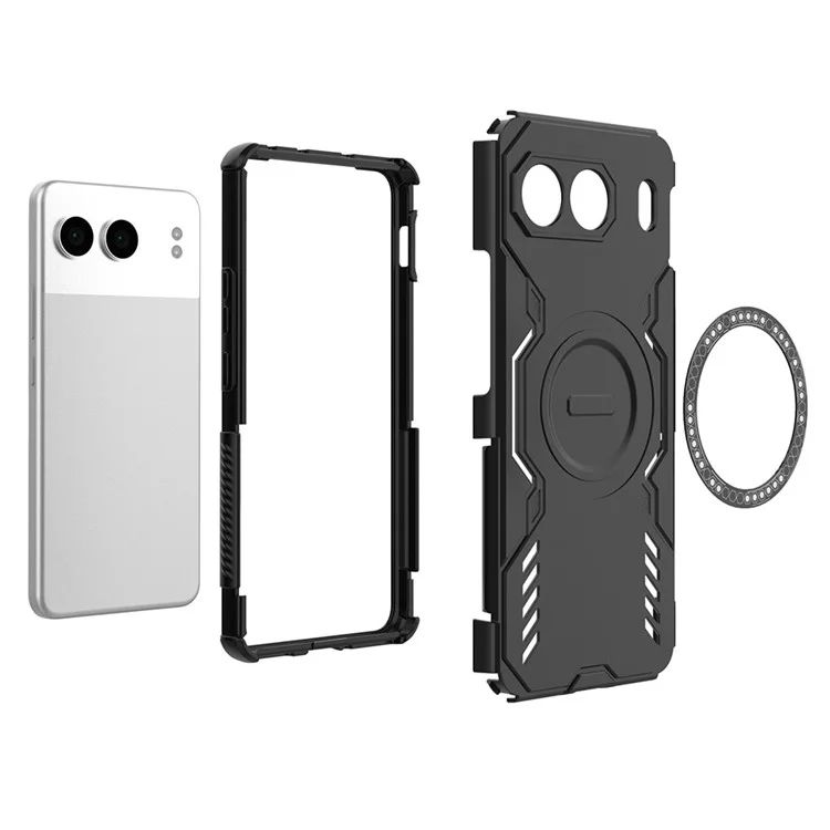 For OnePlus Nord 4 Magnetic Case Butterfly Armor Hollow Heat Dissipation PC + TPU Phone Cover - Black