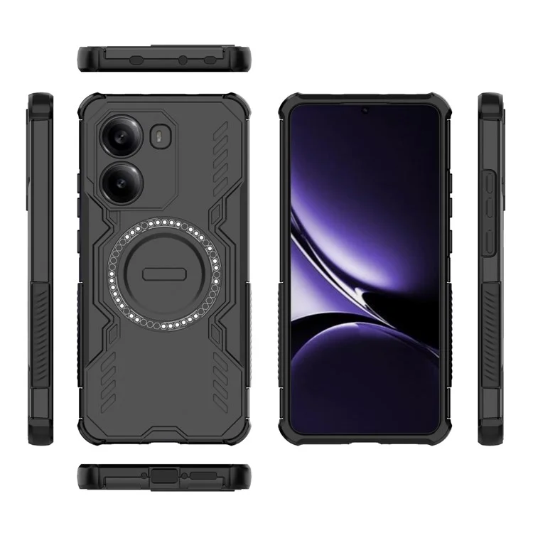 For Xiaomi Poco X7 Pro 5G  /  Redmi Turbo 4 5G Magnetic Case Butterfly Armor Hollow Heat Dissipation PC + TPU Phone Cover - Black