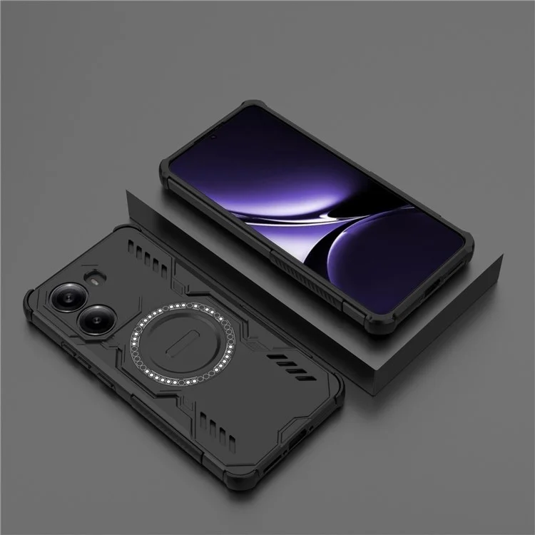 For Xiaomi Poco X7 Pro 5G  /  Redmi Turbo 4 5G Magnetic Case Butterfly Armor Hollow Heat Dissipation PC + TPU Phone Cover - Black