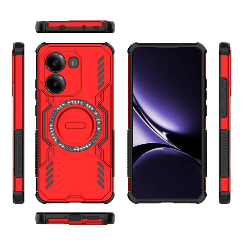 For Xiaomi Poco X7 Pro 5G  /  Redmi Turbo 4 5G Magnetic Case Butterfly Armor Hollow Heat Dissipation PC + TPU Phone Cover - Red
