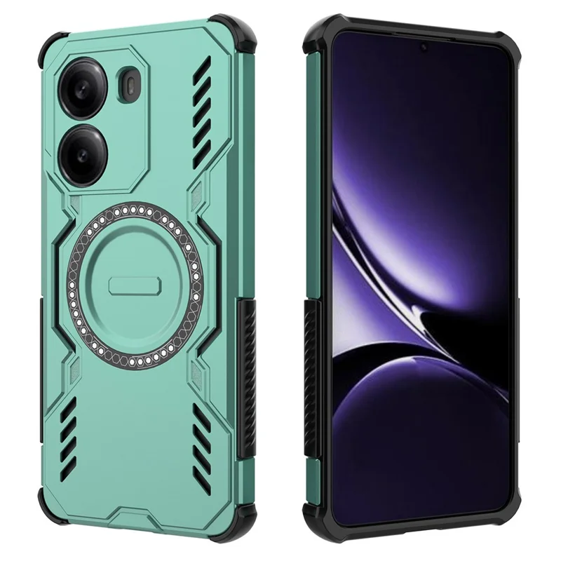For Xiaomi Poco X7 Pro 5G  /  Redmi Turbo 4 5G Magnetic Case Butterfly Armor Hollow Heat Dissipation PC + TPU Phone Cover - Green