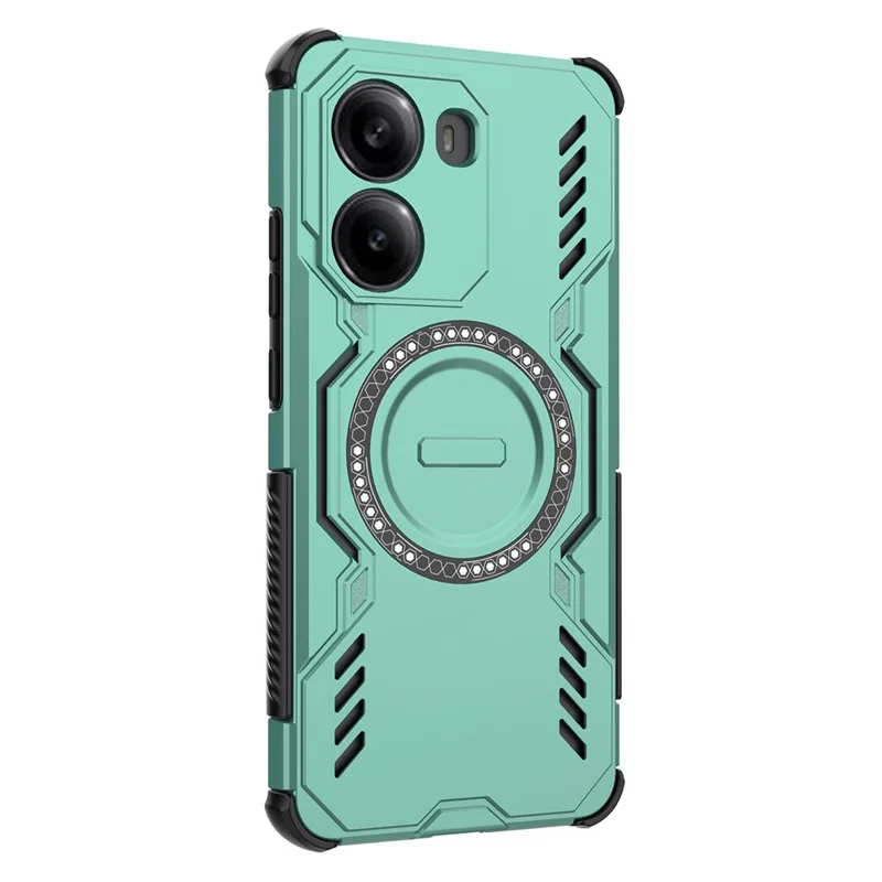 For Xiaomi Poco X7 Pro 5G  /  Redmi Turbo 4 5G Magnetic Case Butterfly Armor Hollow Heat Dissipation PC + TPU Phone Cover - Green