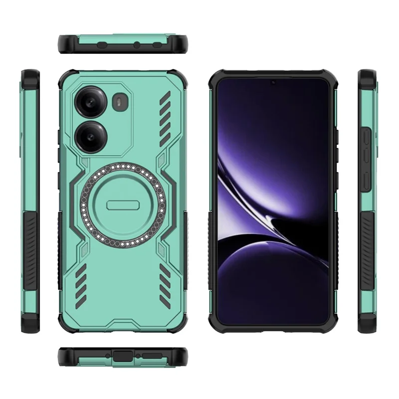For Xiaomi Poco X7 Pro 5G  /  Redmi Turbo 4 5G Magnetic Case Butterfly Armor Hollow Heat Dissipation PC + TPU Phone Cover - Green