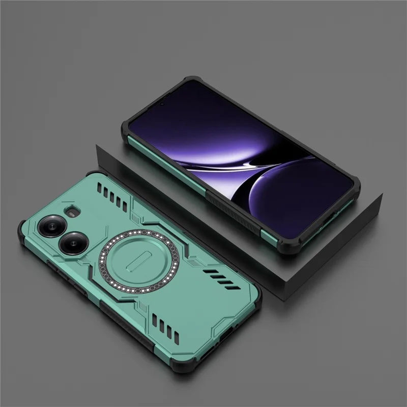For Xiaomi Poco X7 Pro 5G  /  Redmi Turbo 4 5G Magnetic Case Butterfly Armor Hollow Heat Dissipation PC + TPU Phone Cover - Green