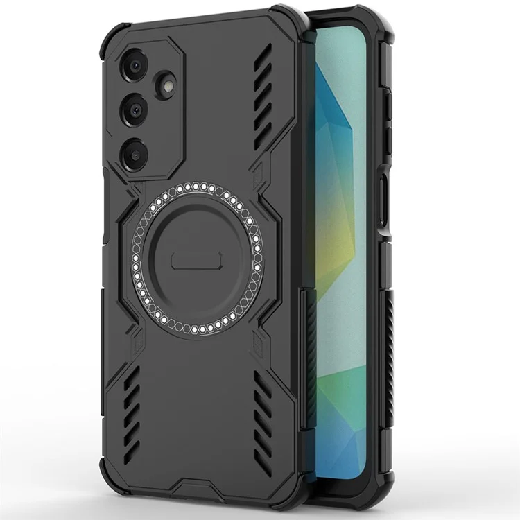 For Samsung Galaxy A16 5G  /  4G Magnetic Case Butterfly Armor Hollow Heat Dissipation PC + TPU Phone Cover - Black