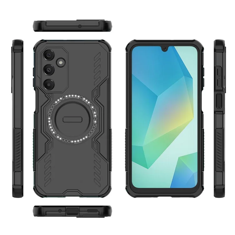 For Samsung Galaxy A16 5G  /  4G Magnetic Case Butterfly Armor Hollow Heat Dissipation PC + TPU Phone Cover - Black