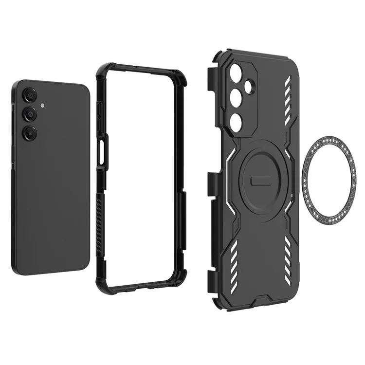 For Samsung Galaxy A16 5G  /  4G Magnetic Case Butterfly Armor Hollow Heat Dissipation PC + TPU Phone Cover - Black