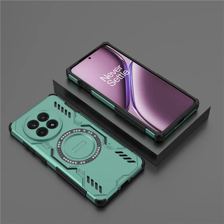 Für OnePlus 13R 5G Magnetische Hülle Schmetterling Armor Hohle Wärmeableitung PC + TPU Handyhülle - Grün