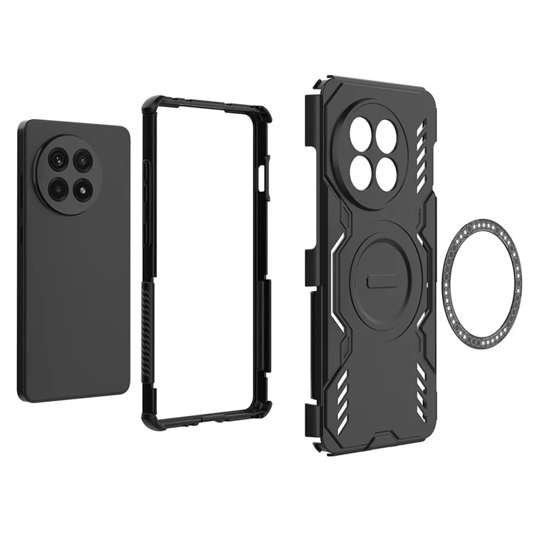 Für OnePlus 13R 5G Magnetische Hülle Schmetterling Armor Hohle Wärmeableitung PC + TPU Handyhülle - Grün