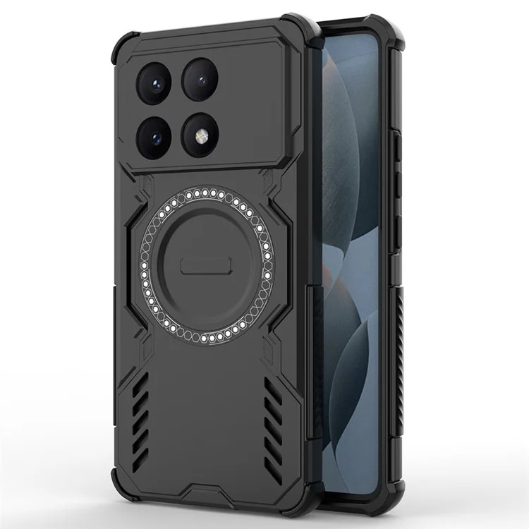 For Xiaomi Poco X6 Pro 5G  /  Redmi K70E 5G Magnetic Case Butterfly Armor Hollow Heat Dissipation PC + TPU Phone Cover - Black